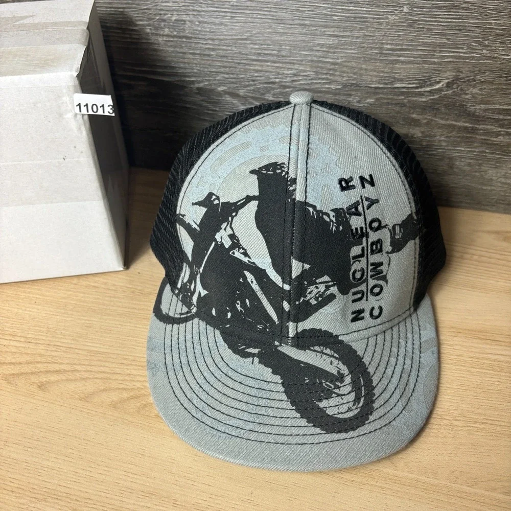 Nuclear Cowboyz Hat Cap Snapback Gray Motorcycle Biking Adjustable
